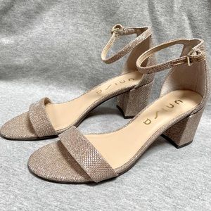 Unisa champagne glitter block heels EUC size 8